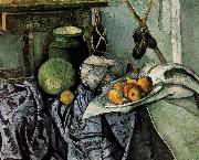 Paul Cezanne bottles and fruit still life oil painting